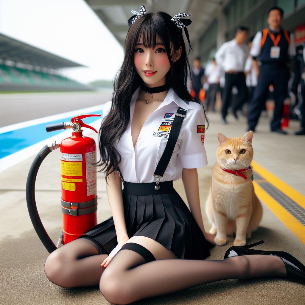 賽車場上可愛的貓咪&amp;妹子