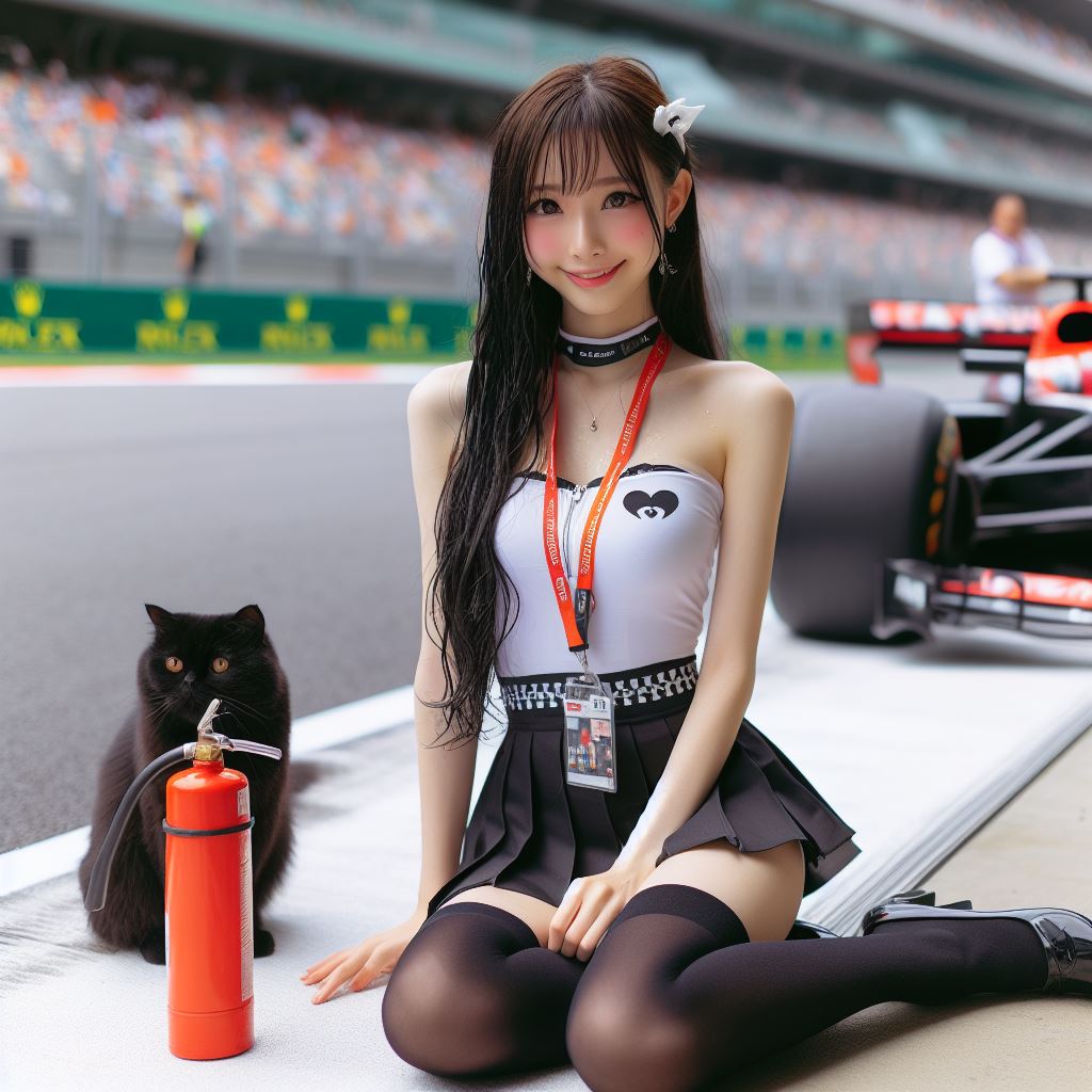 賽車場上可愛的貓咪&amp;妹子