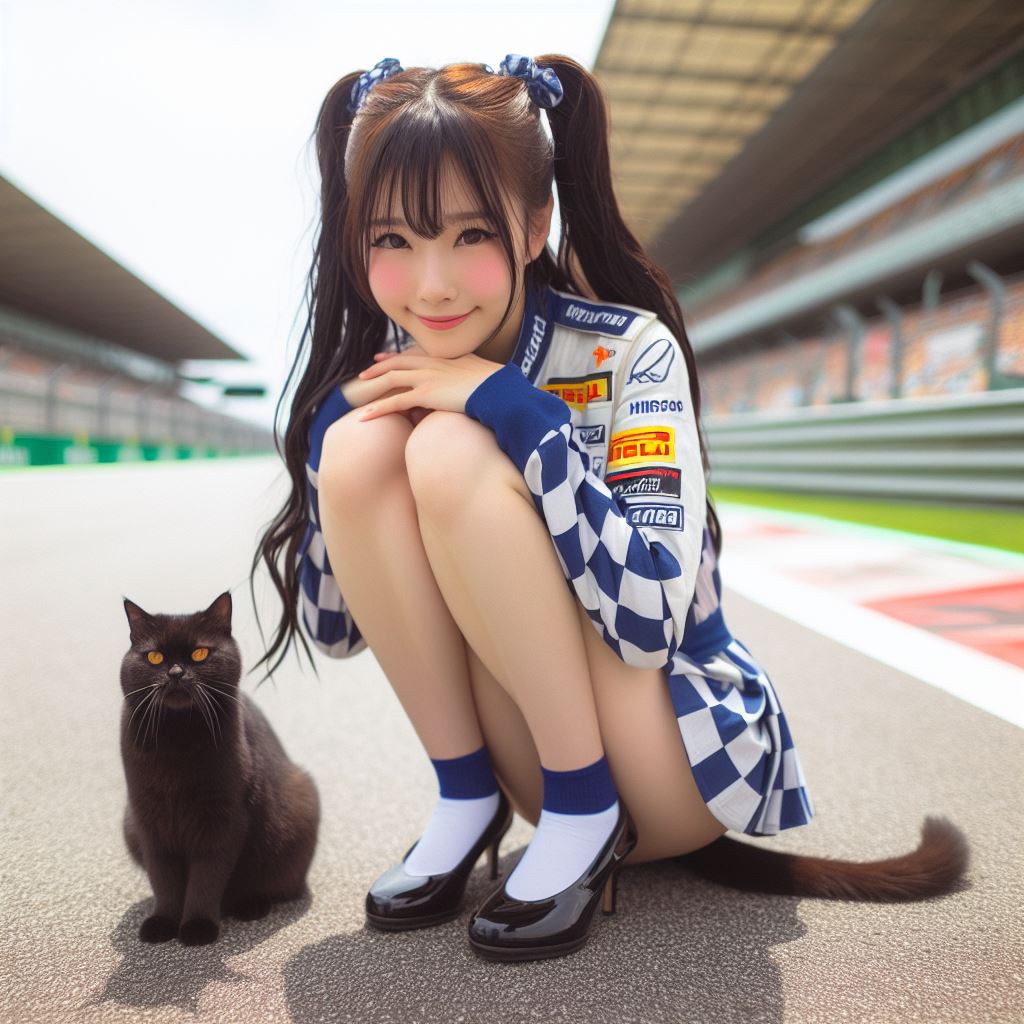 賽車場上可愛的貓咪&amp;妹子