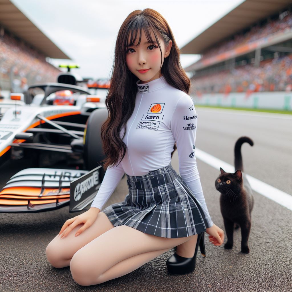 賽車場上可愛的貓咪&amp;妹子