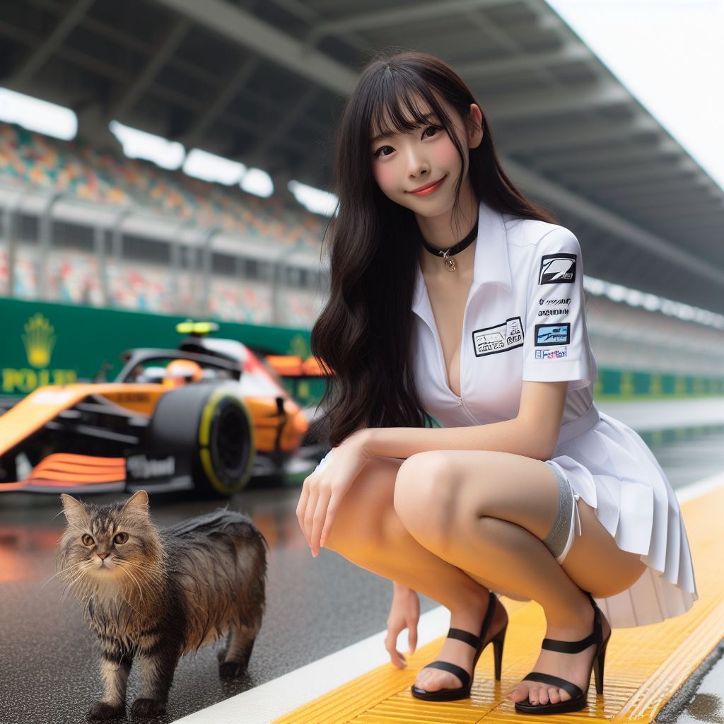賽車場上可愛的貓咪&amp;妹子