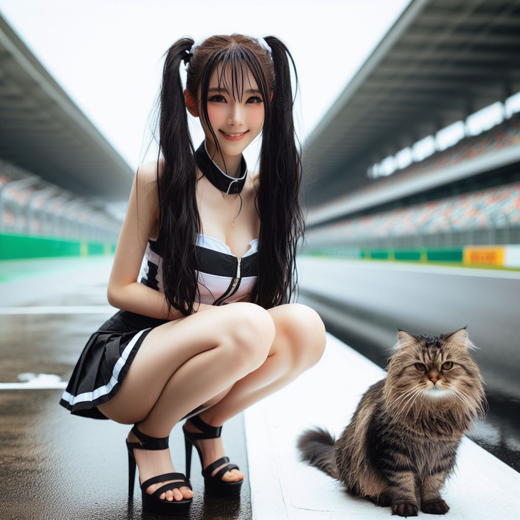 賽車場上可愛的貓咪&amp;妹子