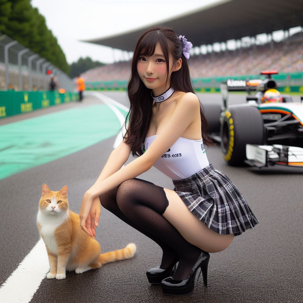 賽車場上可愛的貓咪&amp;妹子