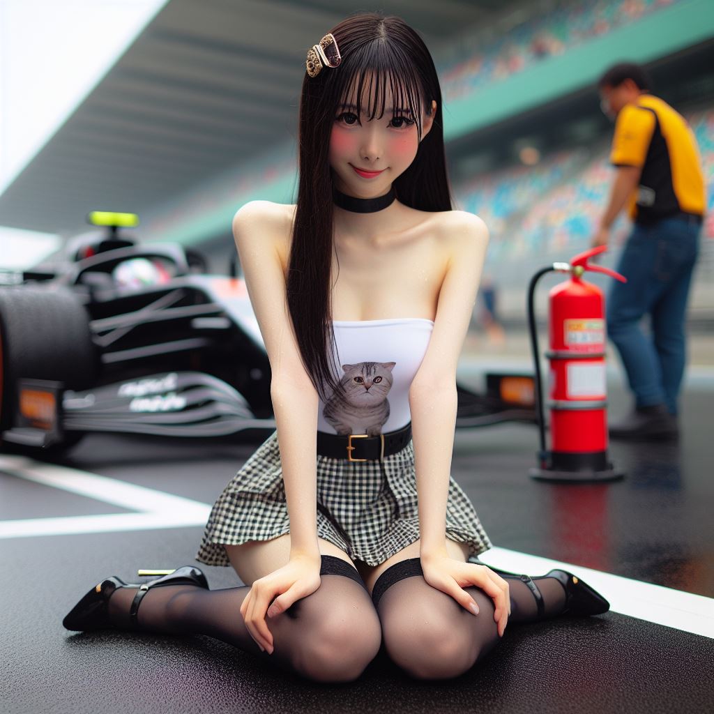 賽車場上可愛的貓咪&amp;妹子
