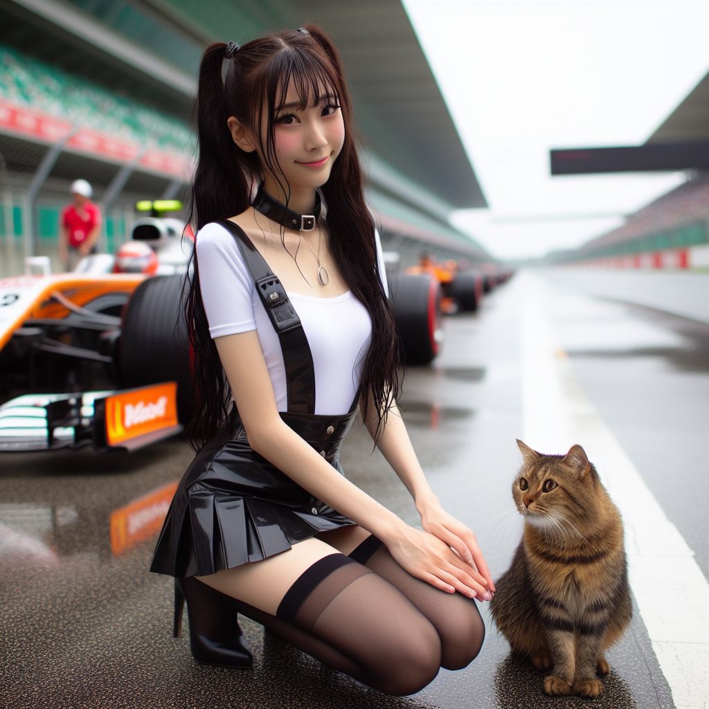 賽車場上可愛的貓咪&amp;妹子