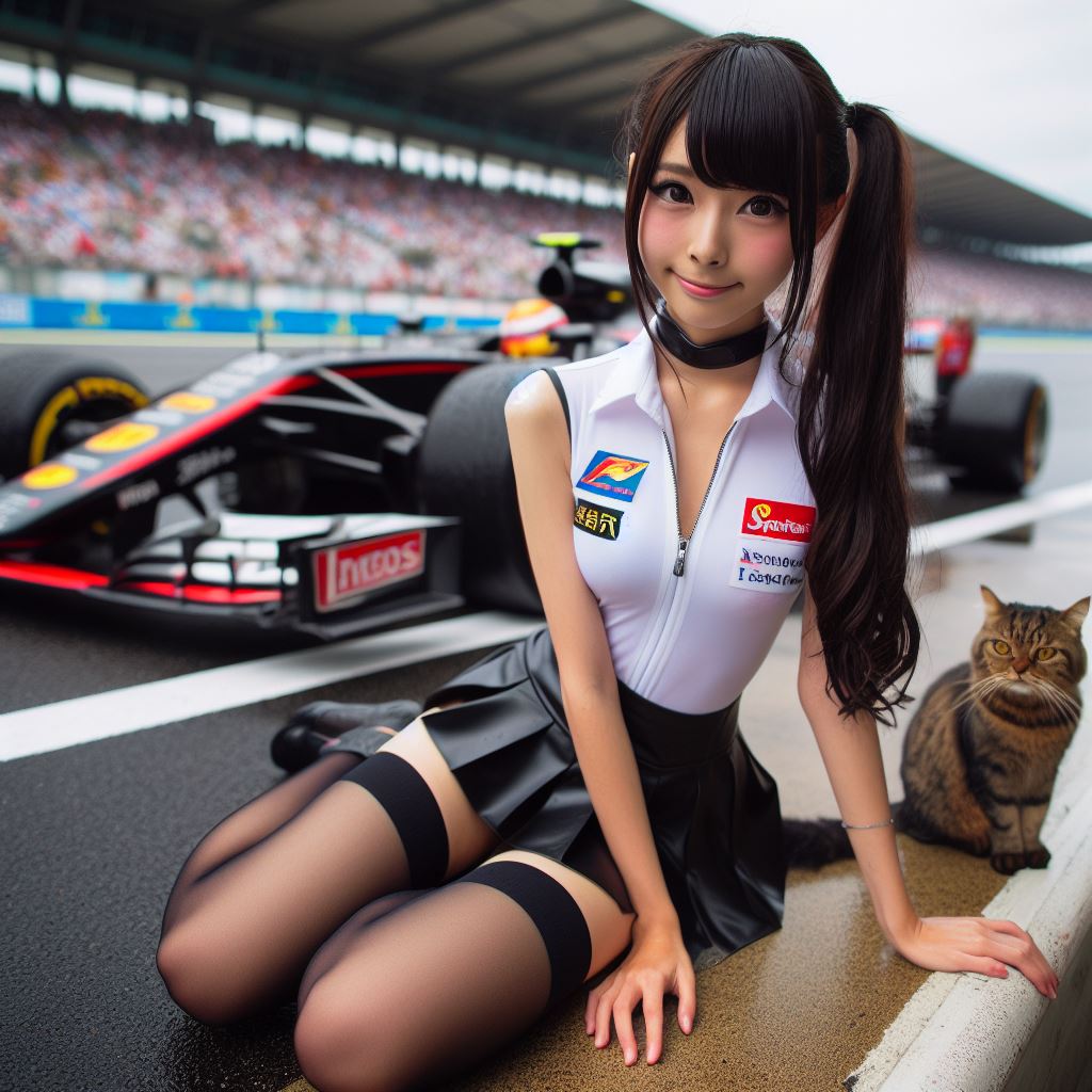 賽車場上可愛的貓咪&amp;妹子