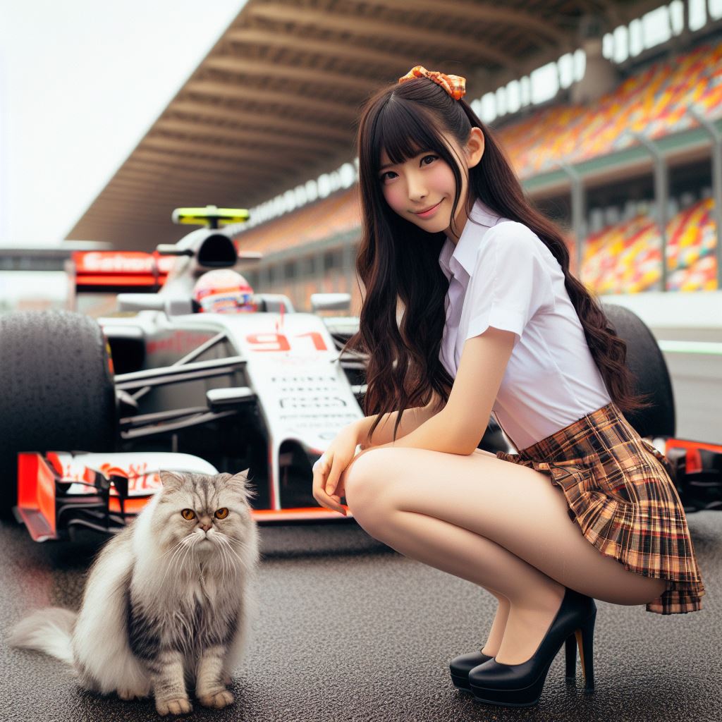 賽車場上可愛的貓咪&amp;妹子