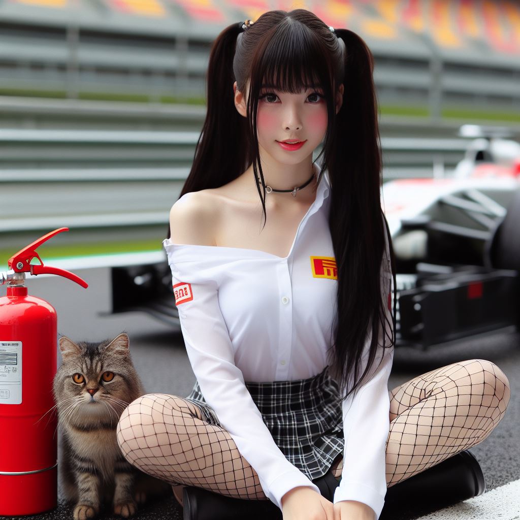 賽車場上可愛的貓咪&amp;妹子