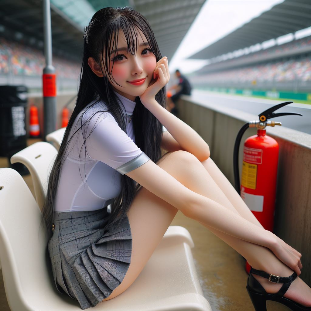 賽車場上可愛的貓咪&amp;妹子