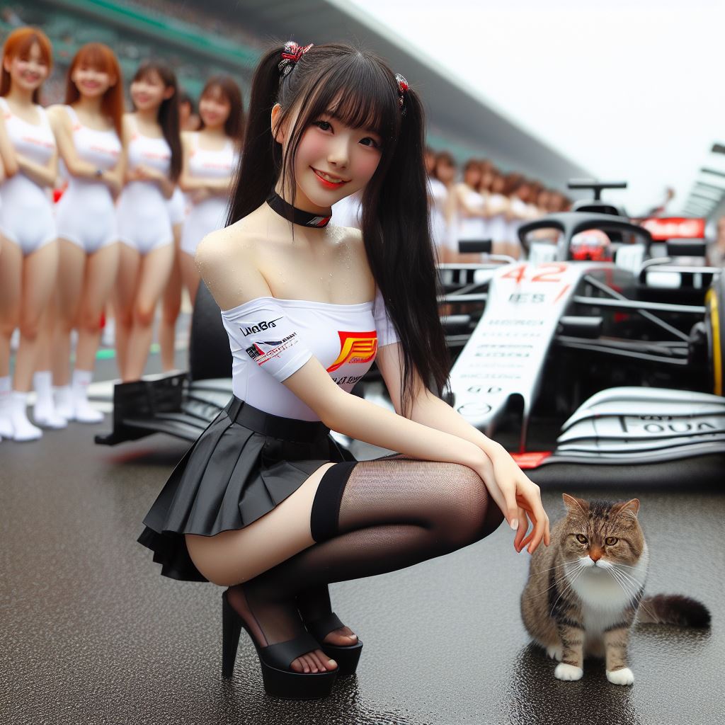 賽車場上可愛的貓咪&amp;妹子