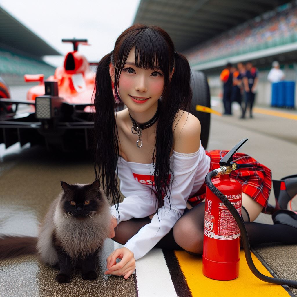 賽車場上可愛的貓咪&amp;妹子