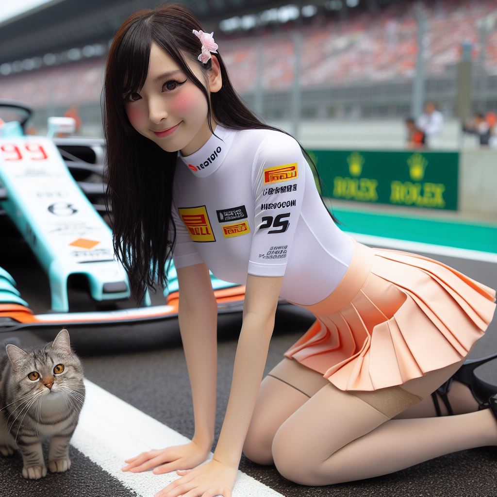 賽車場上可愛的貓咪&amp;妹子