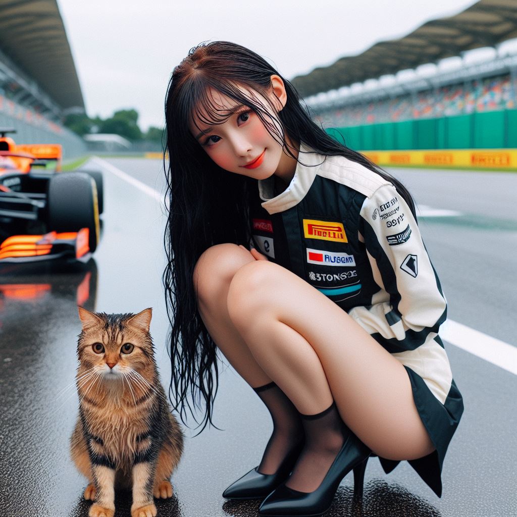 賽車場上可愛的貓咪&amp;妹子