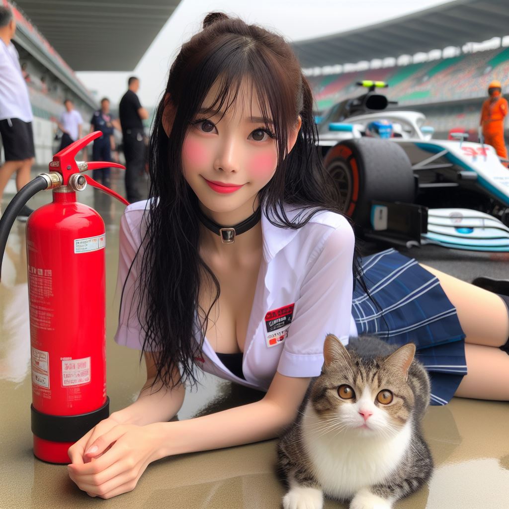 賽車場上可愛的貓咪&amp;妹子