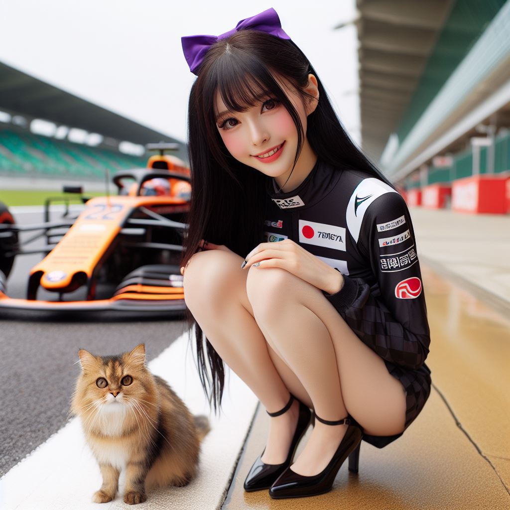 賽車場上可愛的貓咪&amp;妹子