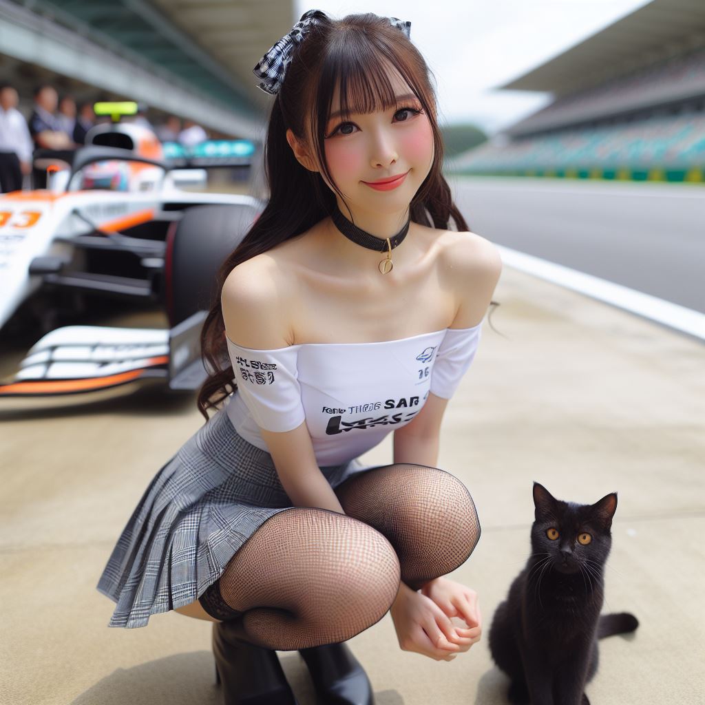賽車場上可愛的貓咪&amp;妹子