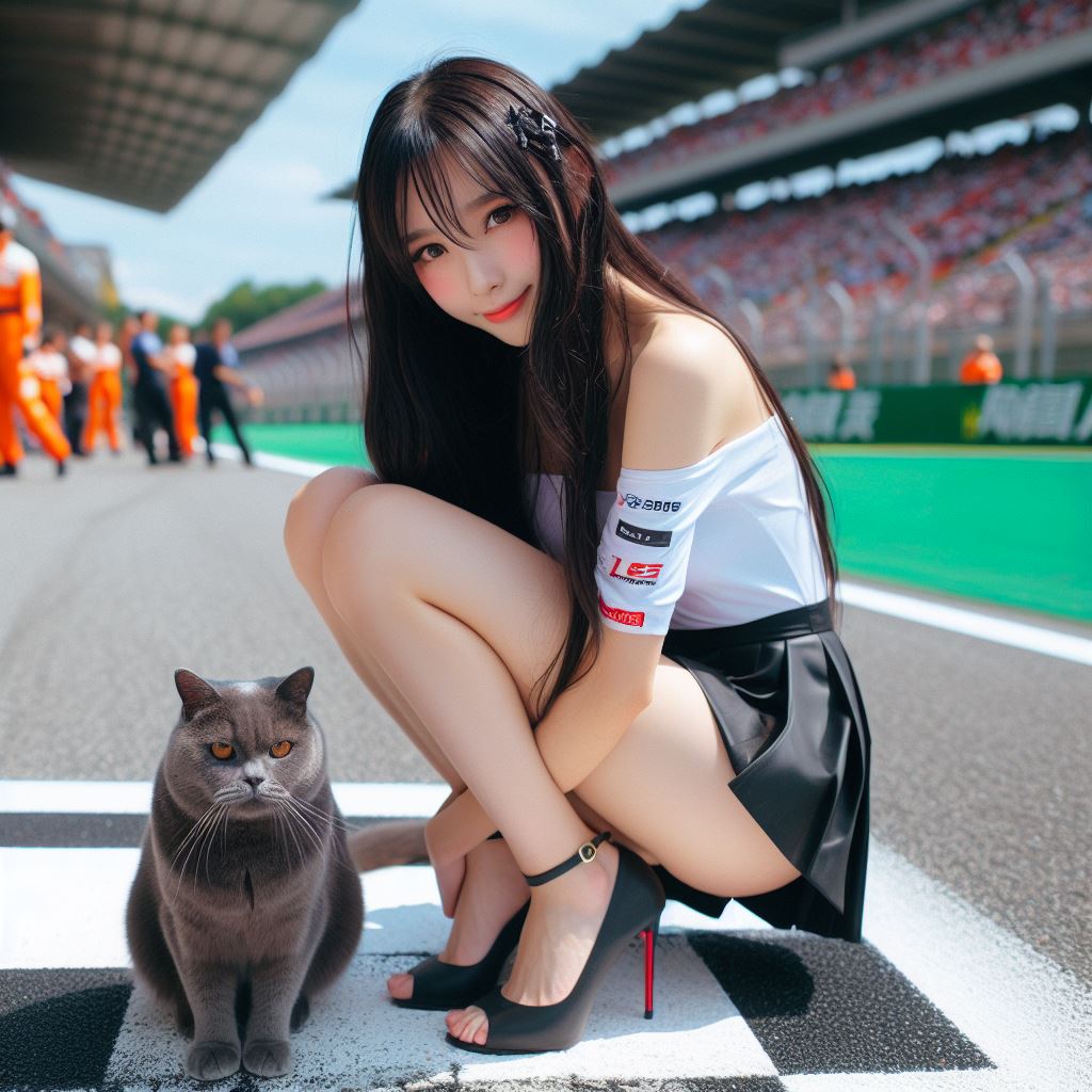 賽車場上可愛的貓咪&amp;妹子