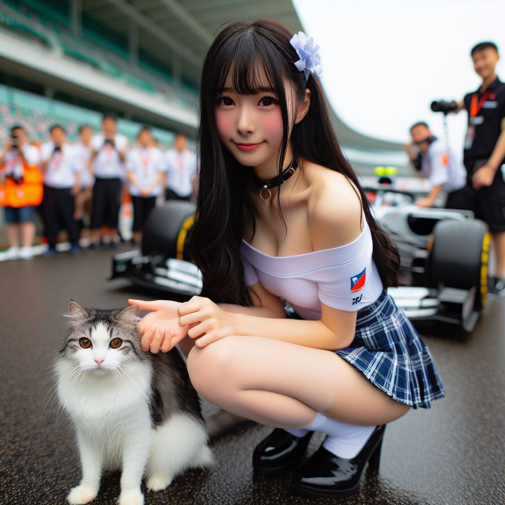 賽車場上可愛的貓咪&amp;妹子
