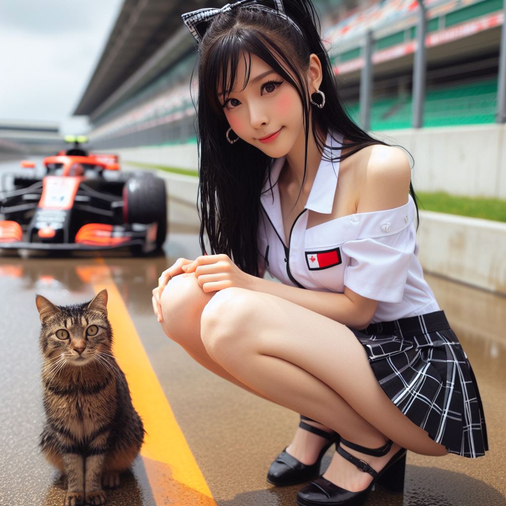賽車場上可愛的貓咪&amp;妹子