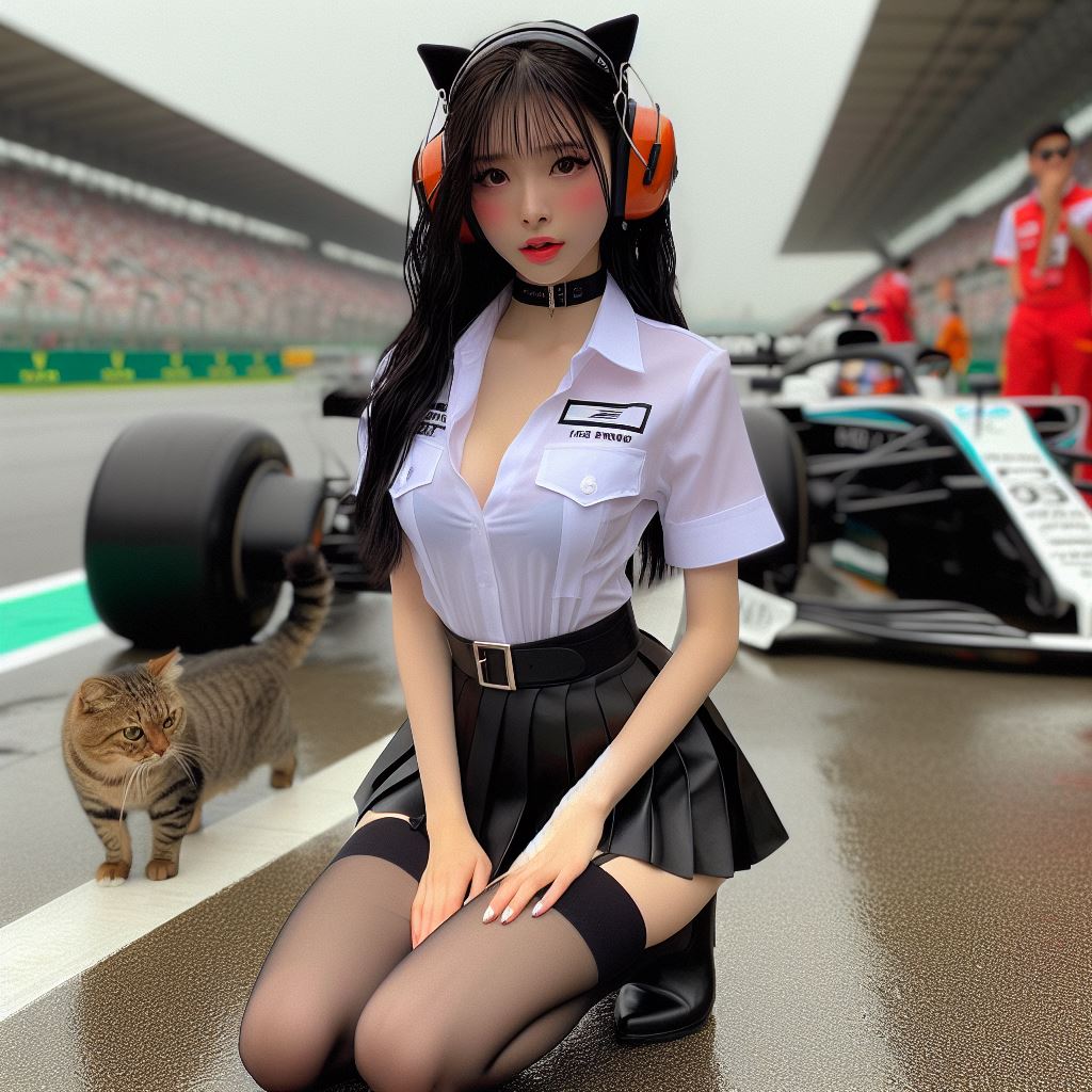賽車場上可愛的貓咪&amp;妹子