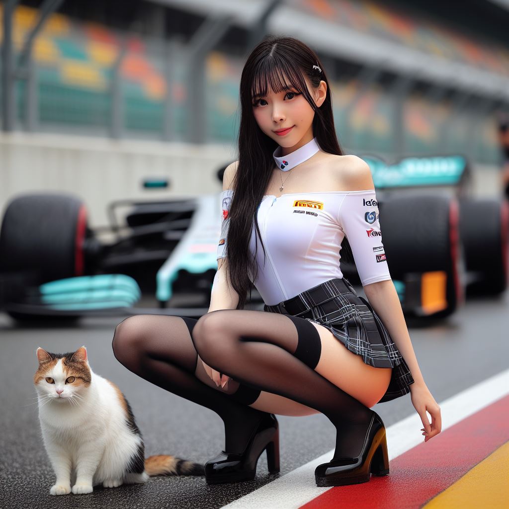 賽車場上可愛的貓咪&amp;妹子