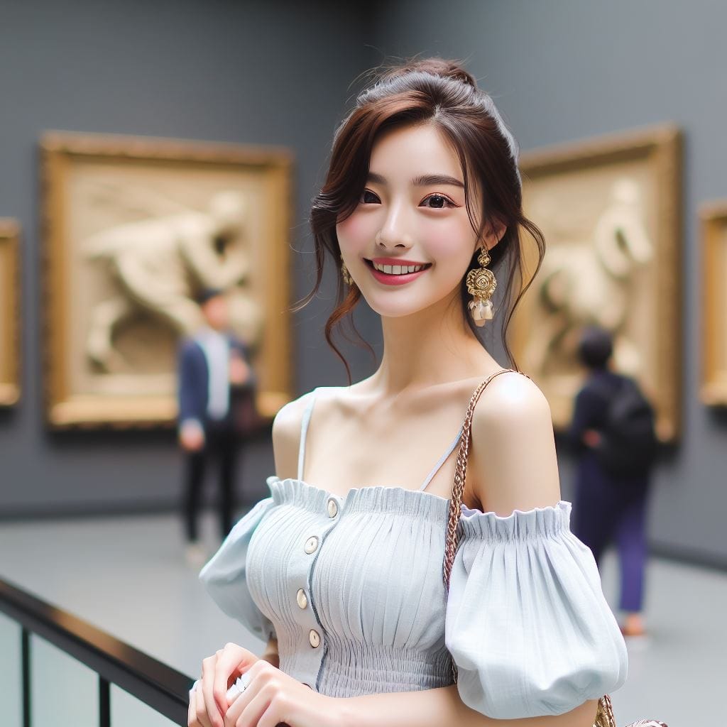 妹子參觀當代藝術館陶冶身心