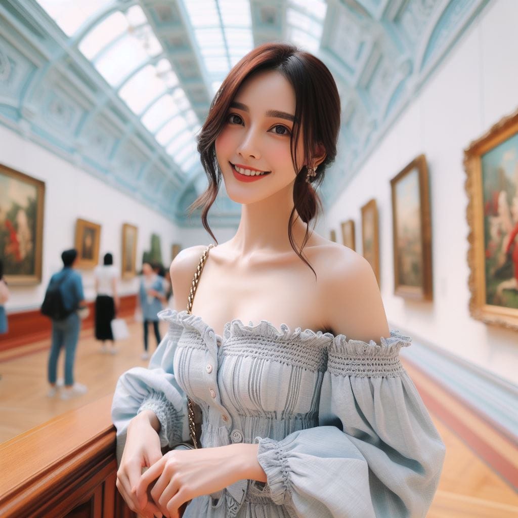 妹子參觀當代藝術館陶冶身心