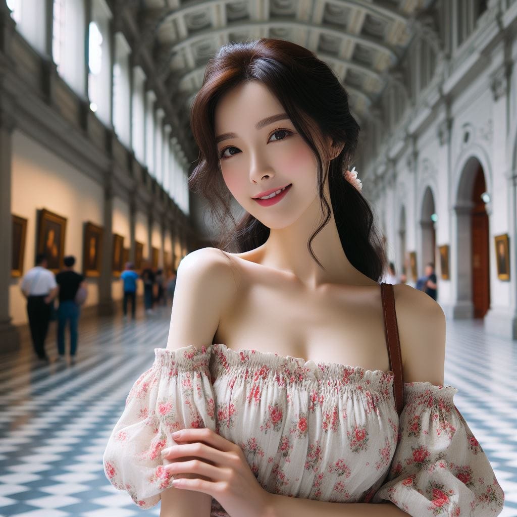 妹子參觀當代藝術館陶冶身心