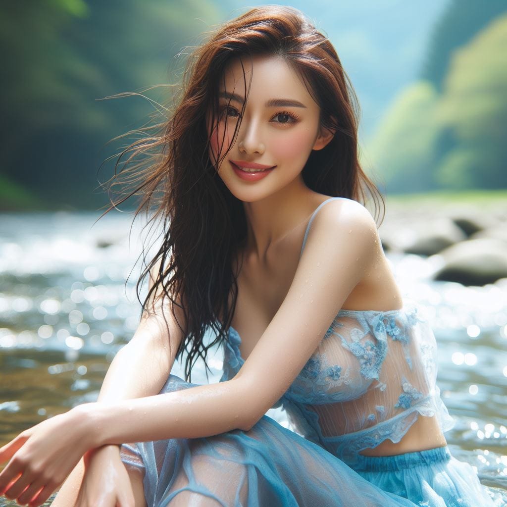 妹子湖中．溪邊戲水
