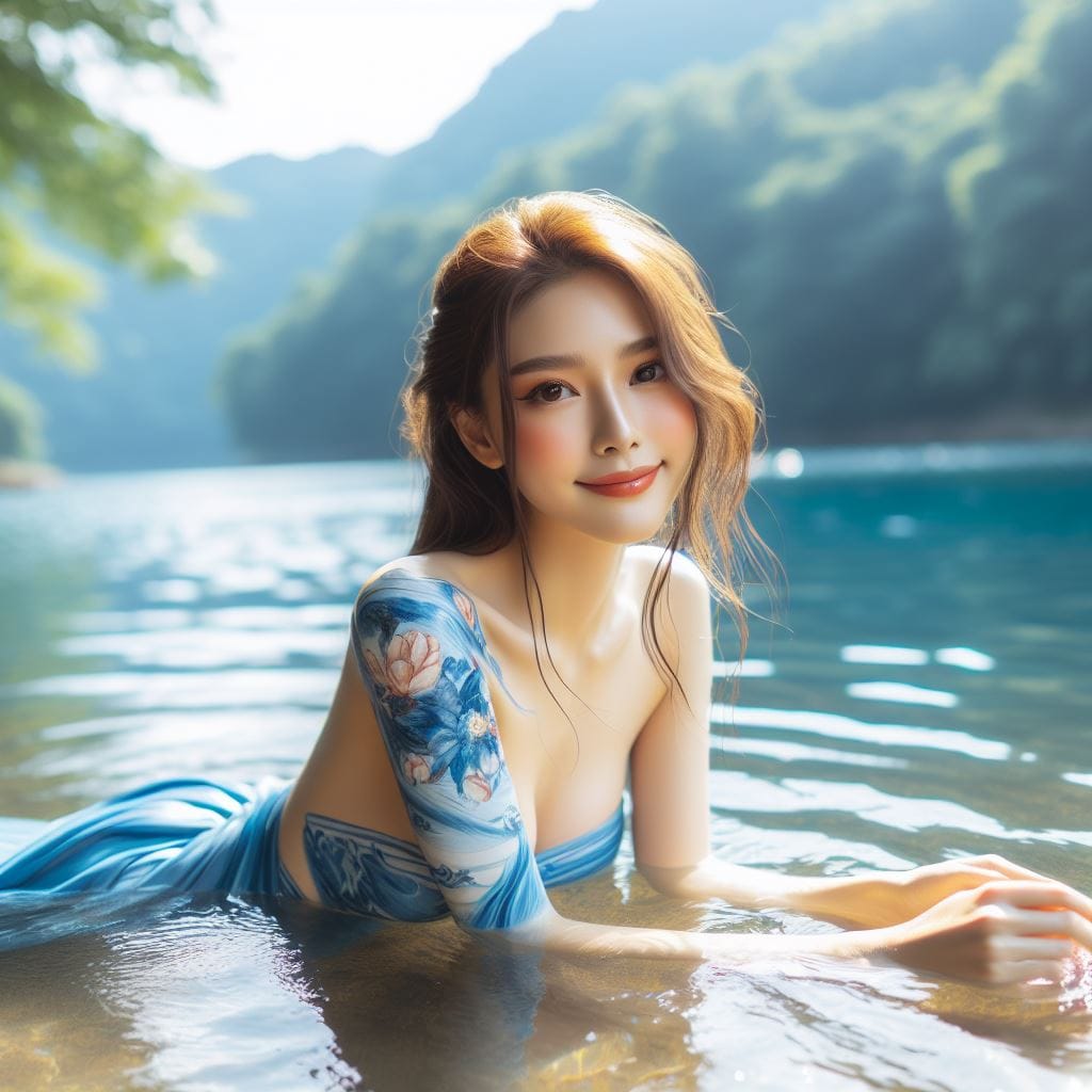 妹子湖中．溪邊戲水