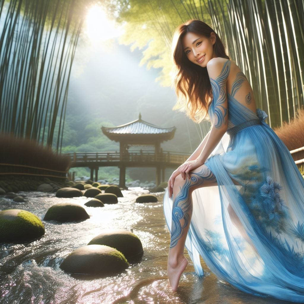 妹子湖中．溪邊戲水