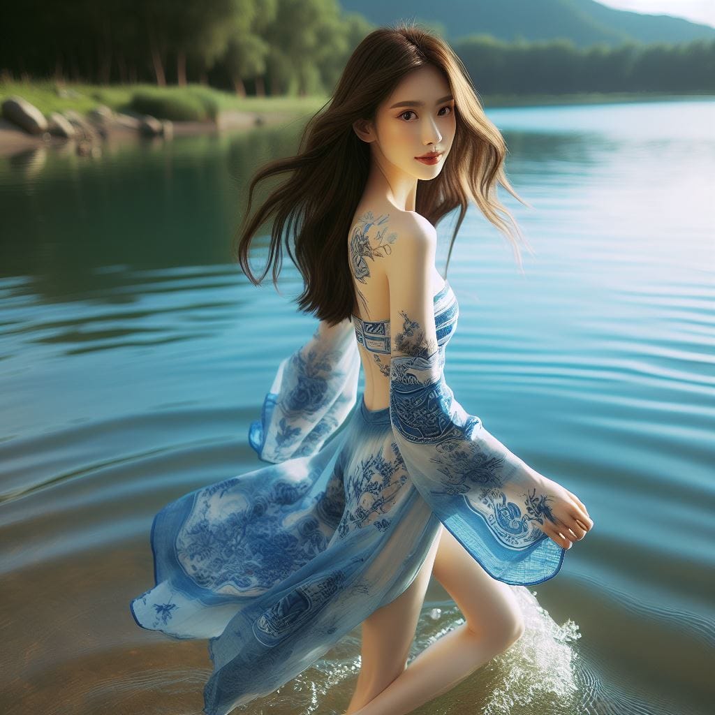 妹子湖中．溪邊戲水
