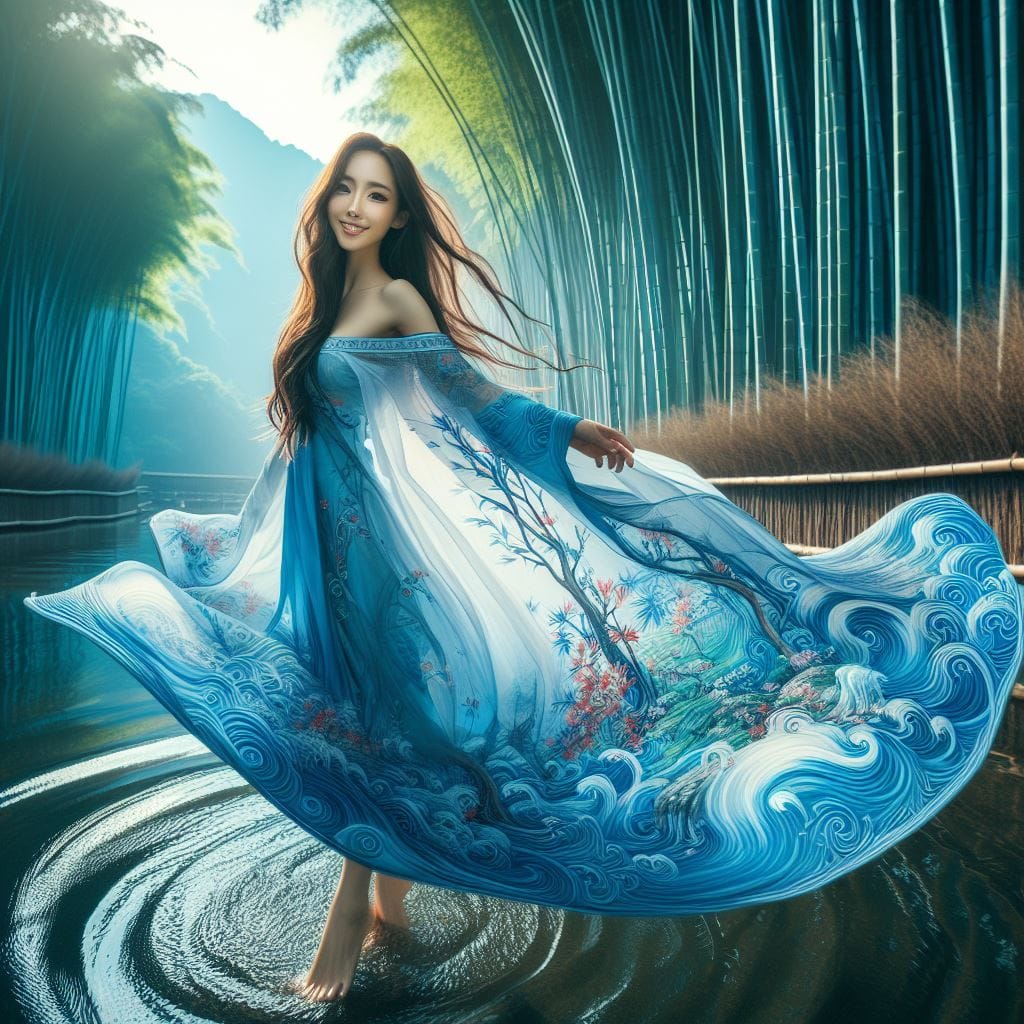 妹子湖中．溪邊戲水