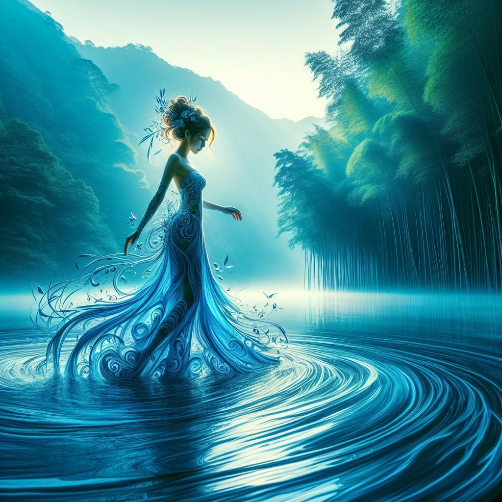 妹子湖中．溪邊戲水