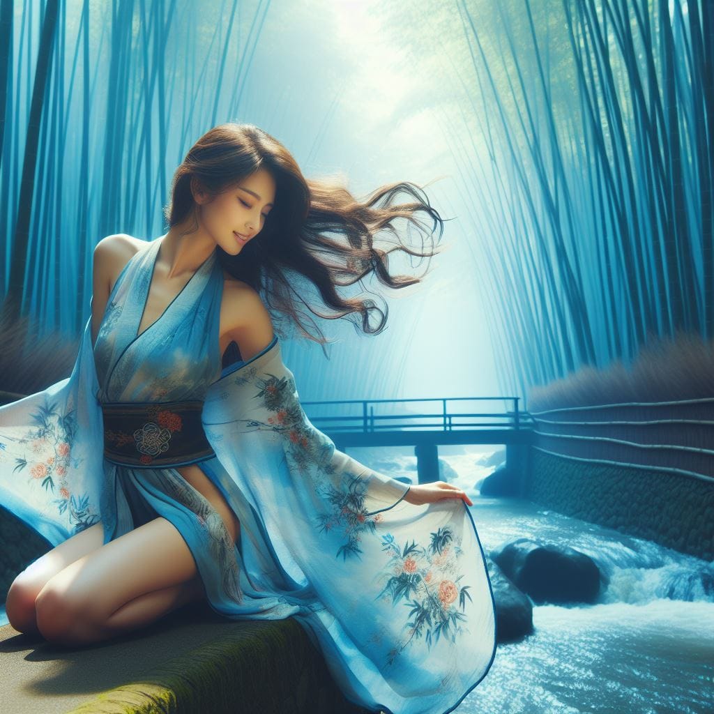 妹子湖中．溪邊戲水