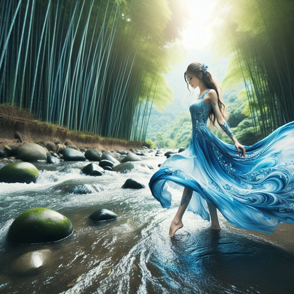 妹子湖中．溪邊戲水