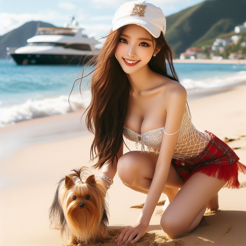 海邊遛狗趣