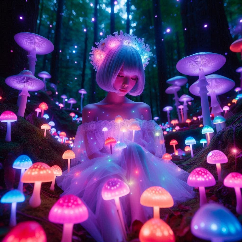 Glowing mushrooms are cute