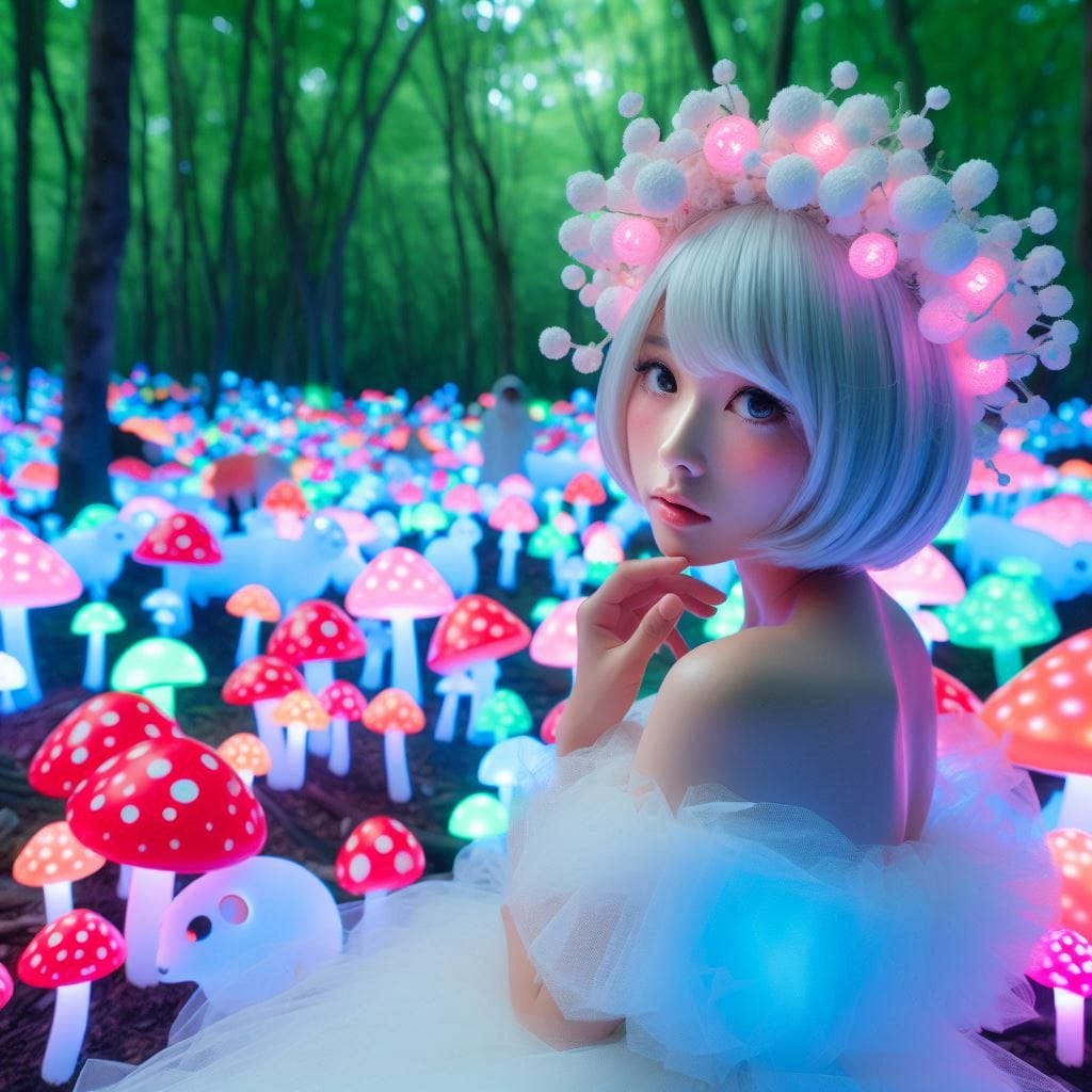 Glowing mushrooms are cute