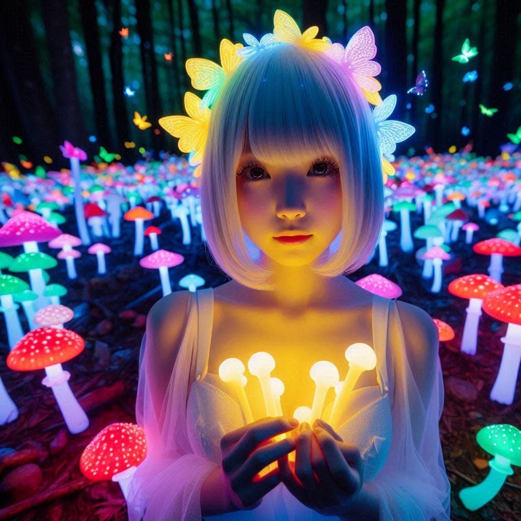 Glowing mushrooms are cute