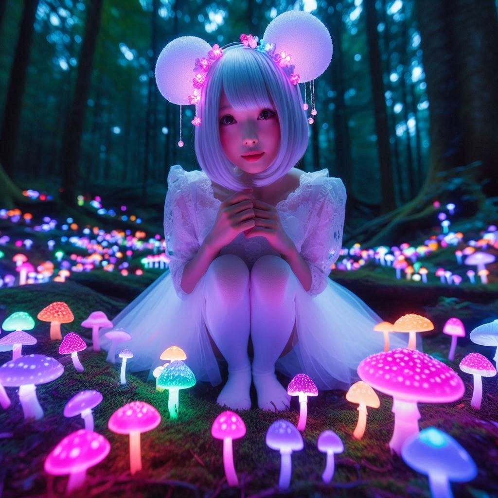 Glowing mushrooms are cute