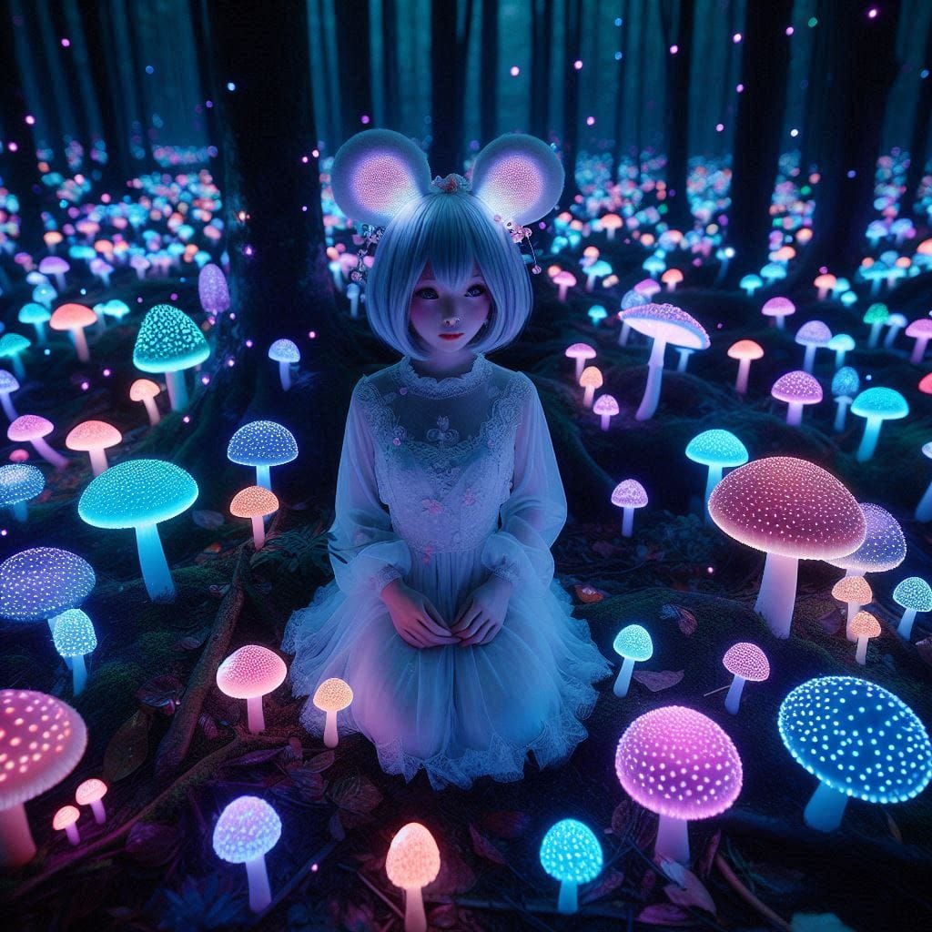 Glowing mushrooms are cute