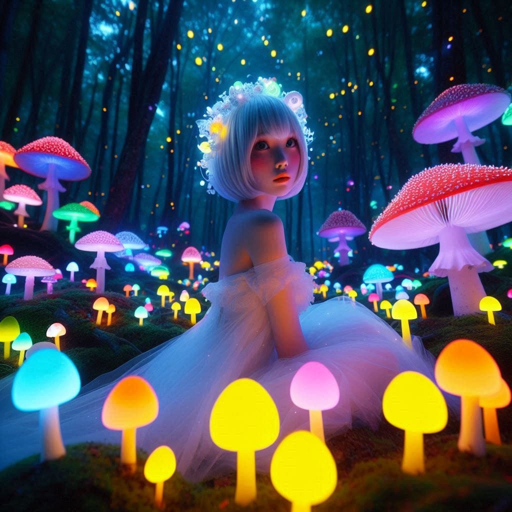 Glowing mushrooms are cute