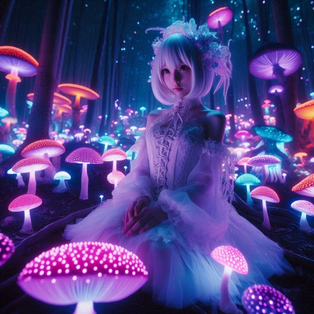 Glowing mushrooms are cute