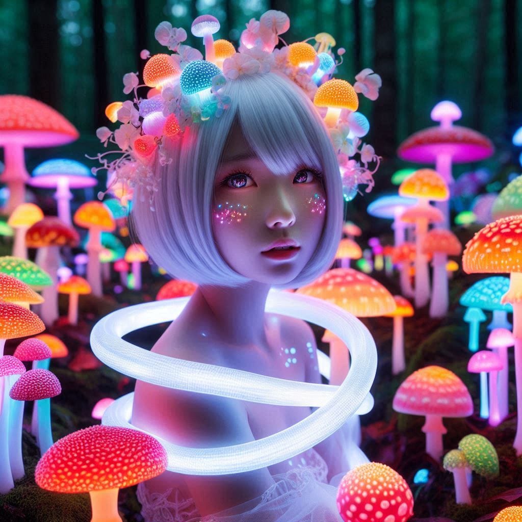 Glowing mushrooms are cute