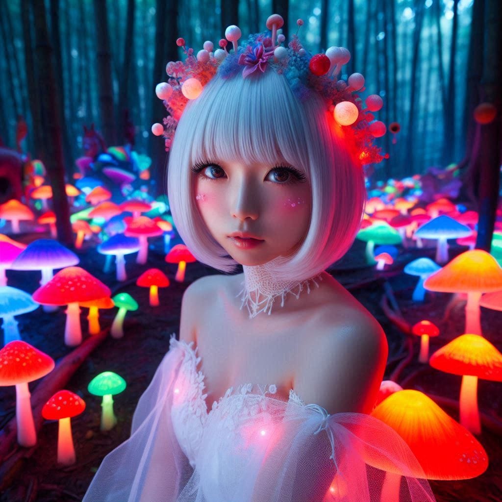 Glowing mushrooms are cute