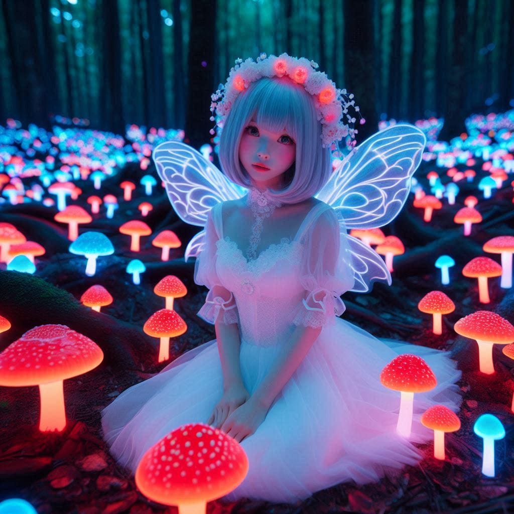 Glowing mushrooms are cute