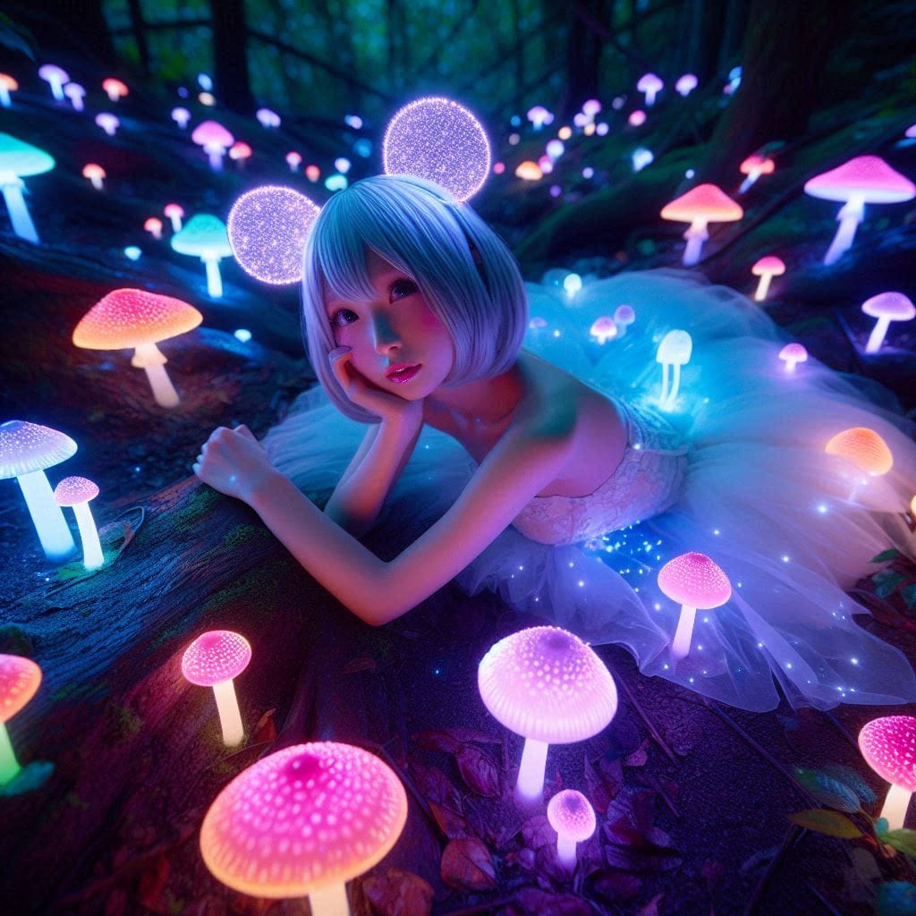 Glowing mushrooms are cute