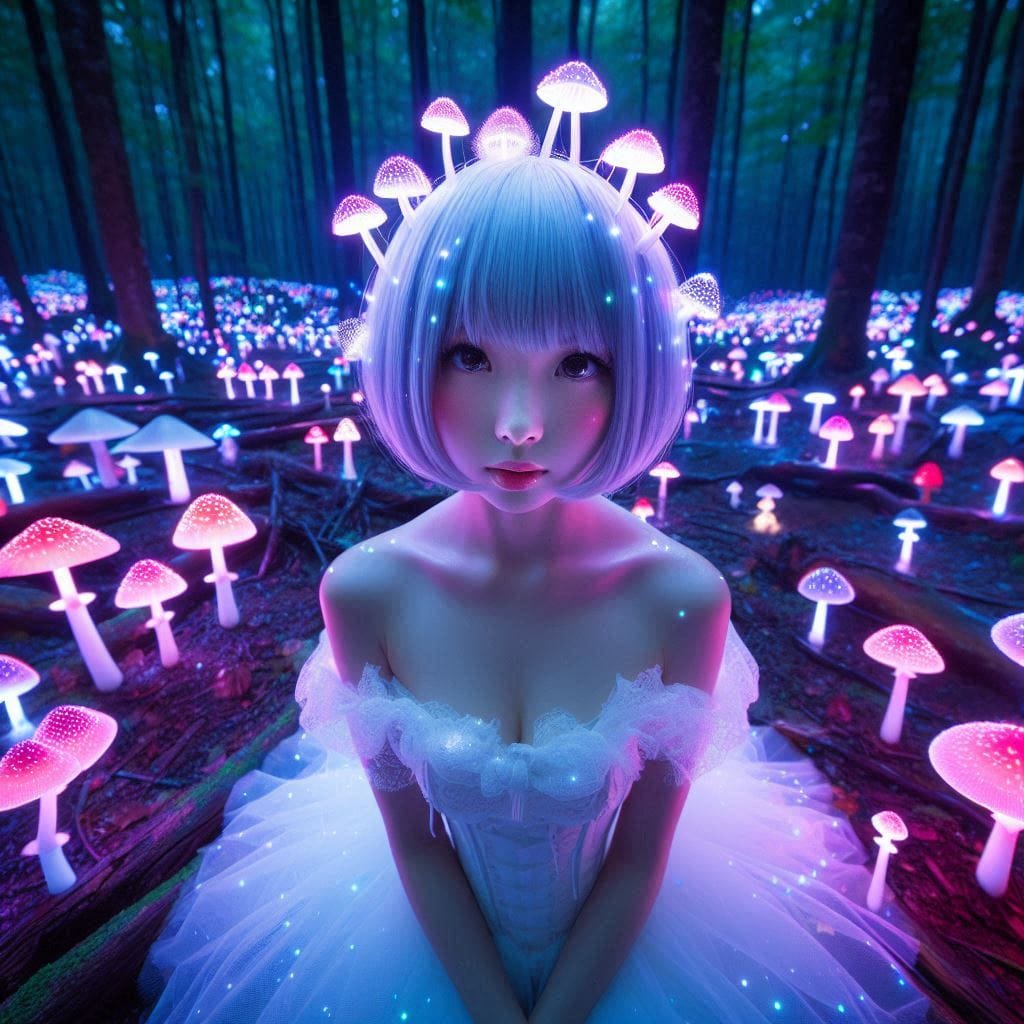 Glowing mushrooms are cute