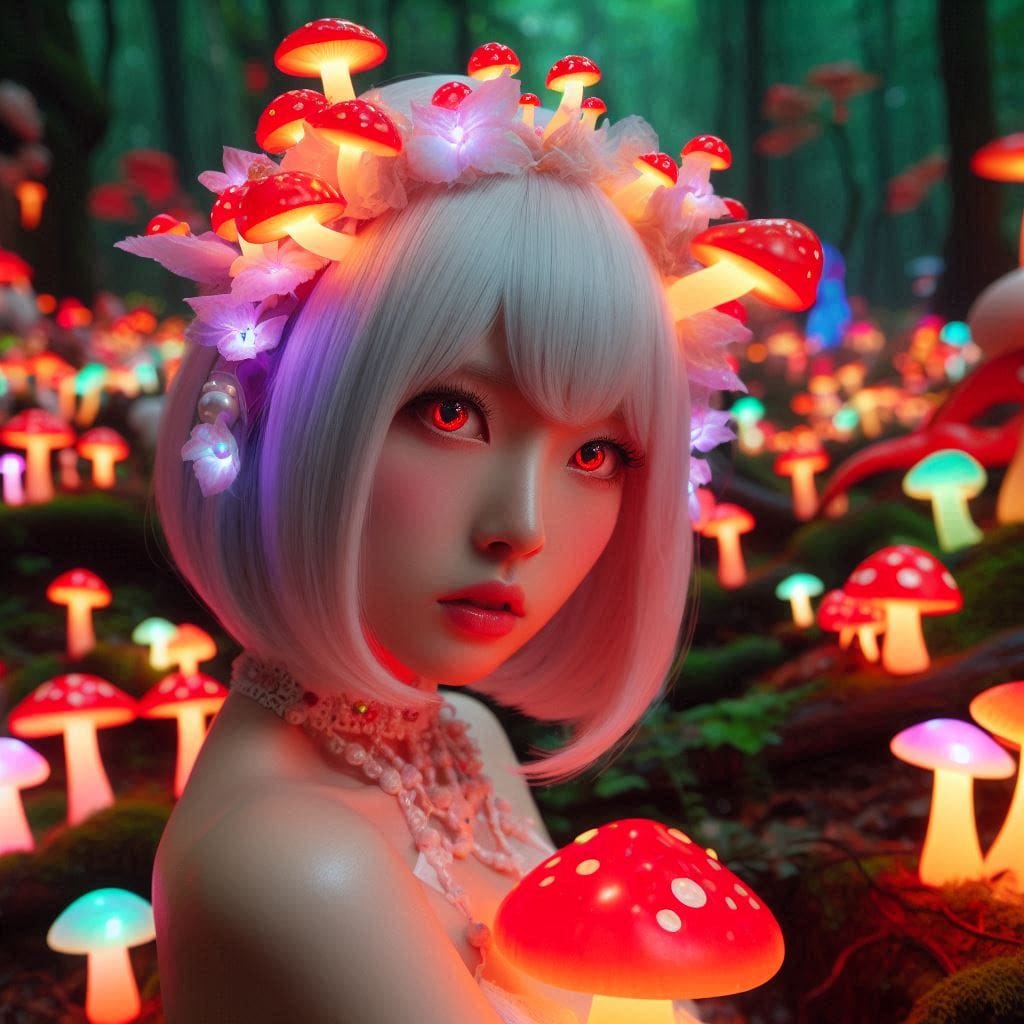 Glowing mushrooms are cute